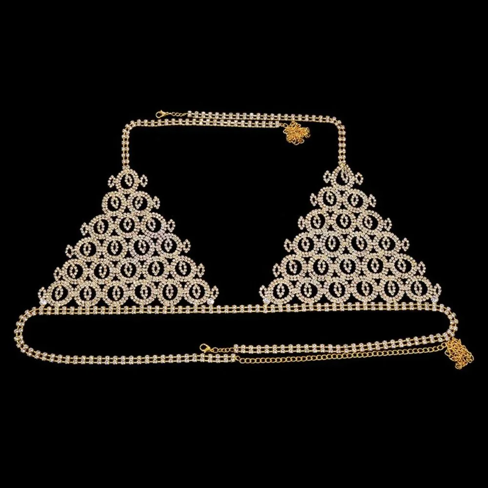 Evil Eye Underwear Set Women Crystal Panties Waist Chain Bra Thong Body Jewelry - Picture 5 of 10